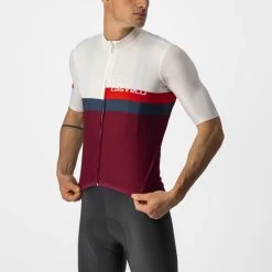 Castelli A BLOCCO Jersey Kurzarmtrikot Ivory/Red-Blue-Bordeaux